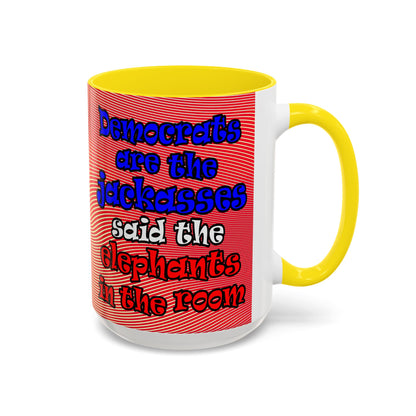 donkeys and elephants - Accent Mug (yellow-orange wave)