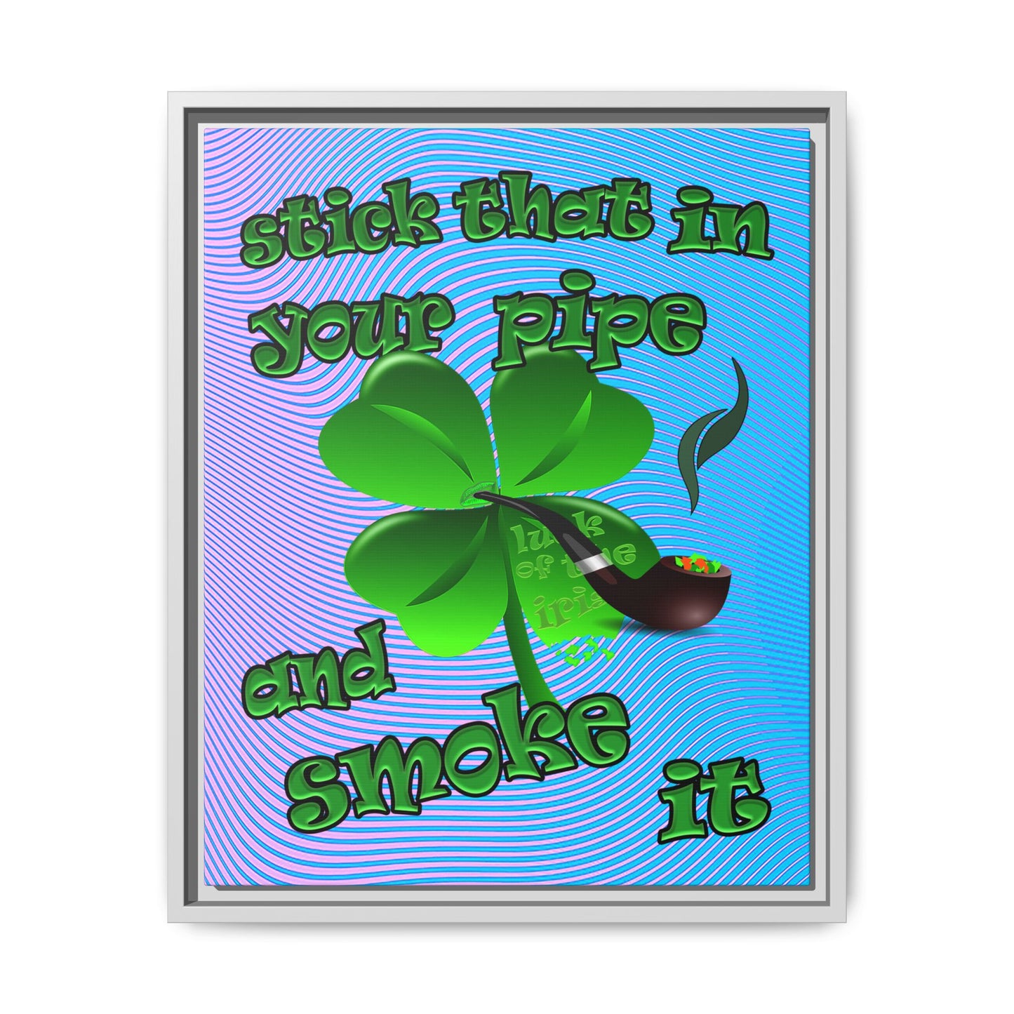 stick that in your pipe and smoke it - framed canvas art (light blue-purple wave)