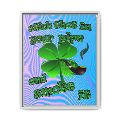 stick that in your pipe and smoke it - framed canvas art (light blue-purple wave)