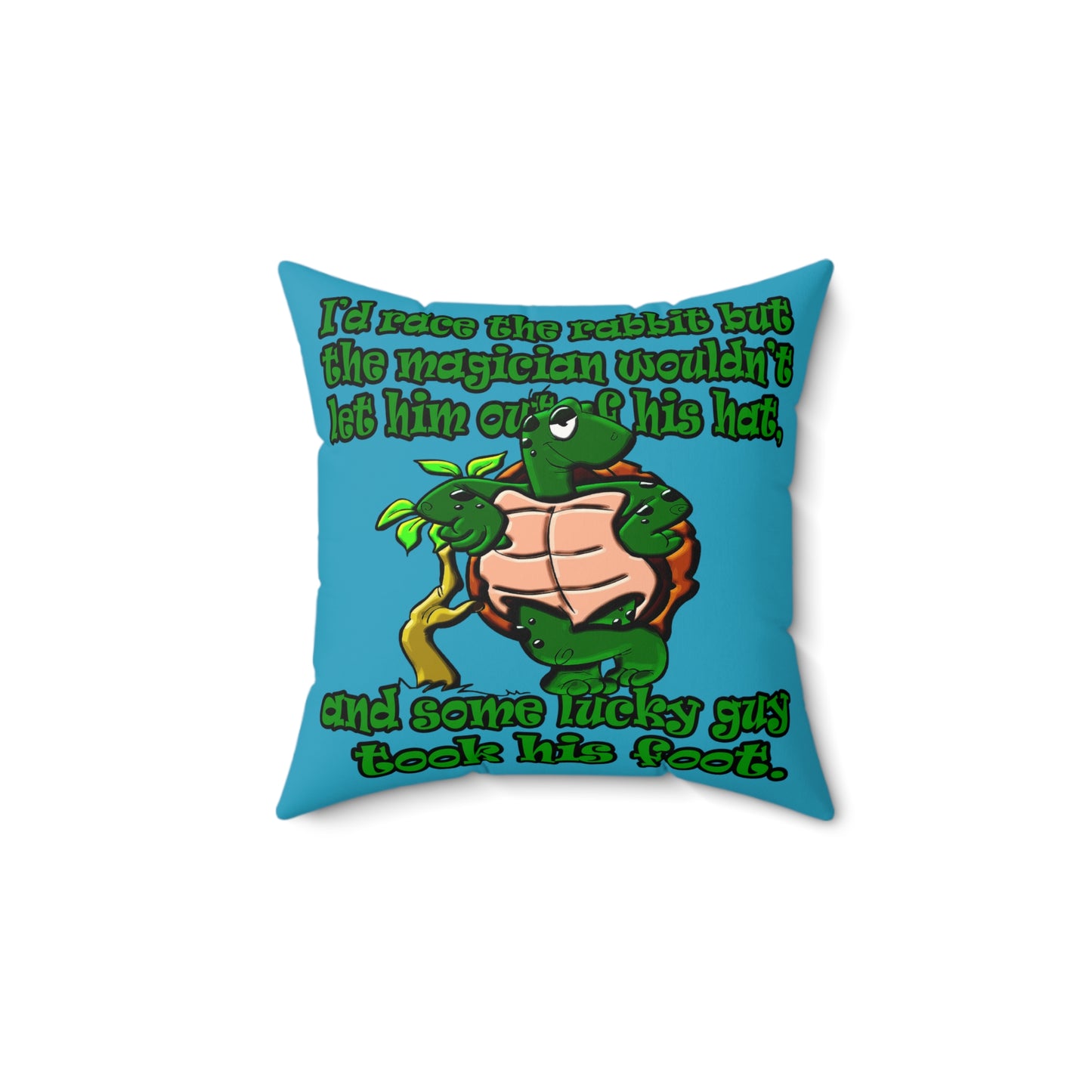turtle race - Faux Suede Square Pillow - (turquoise)
