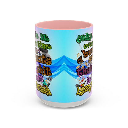the bum's shit - Accent Mug (light blue-pink wave)