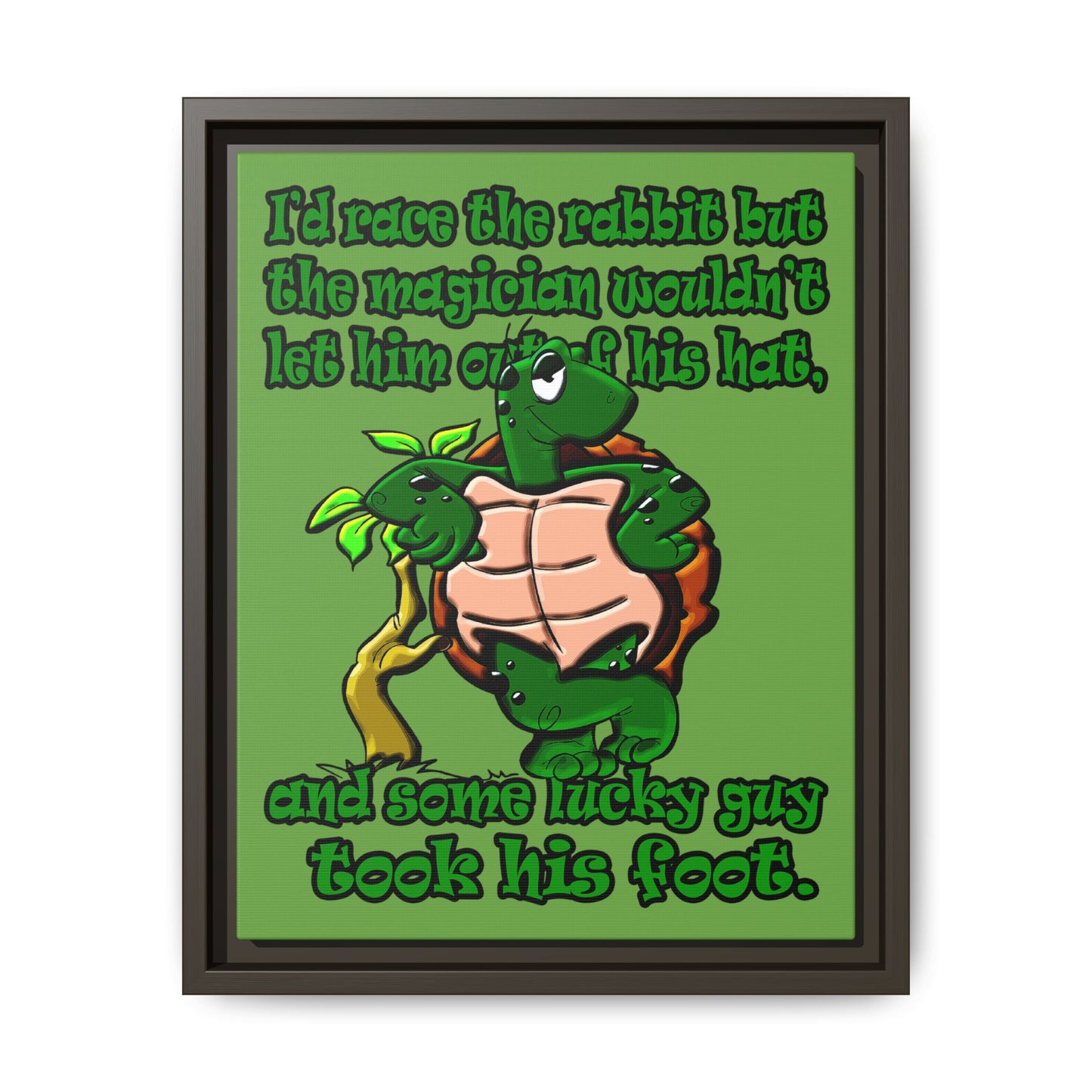 turtle race - framed canvas art (green)