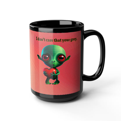 I don't care that your grey - Black Mug (yellow-orange wave)