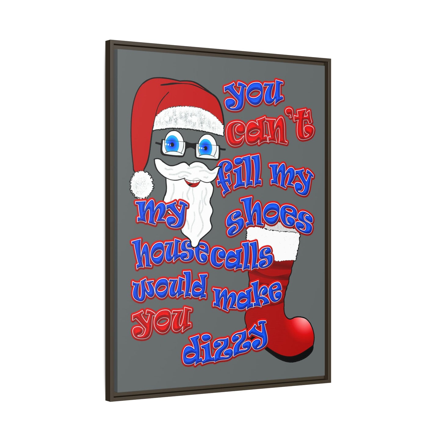 santa's shoes - framed canvas art (dark grey)