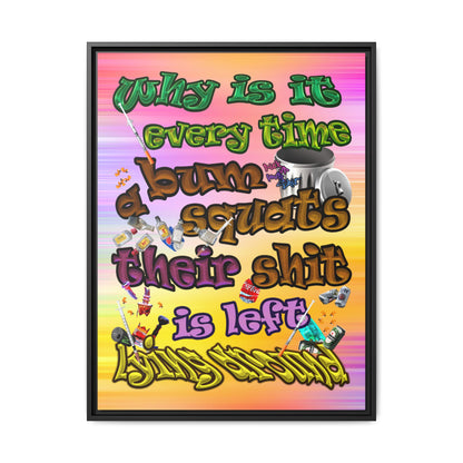 the bum's shit - framed canvas art (color blur)