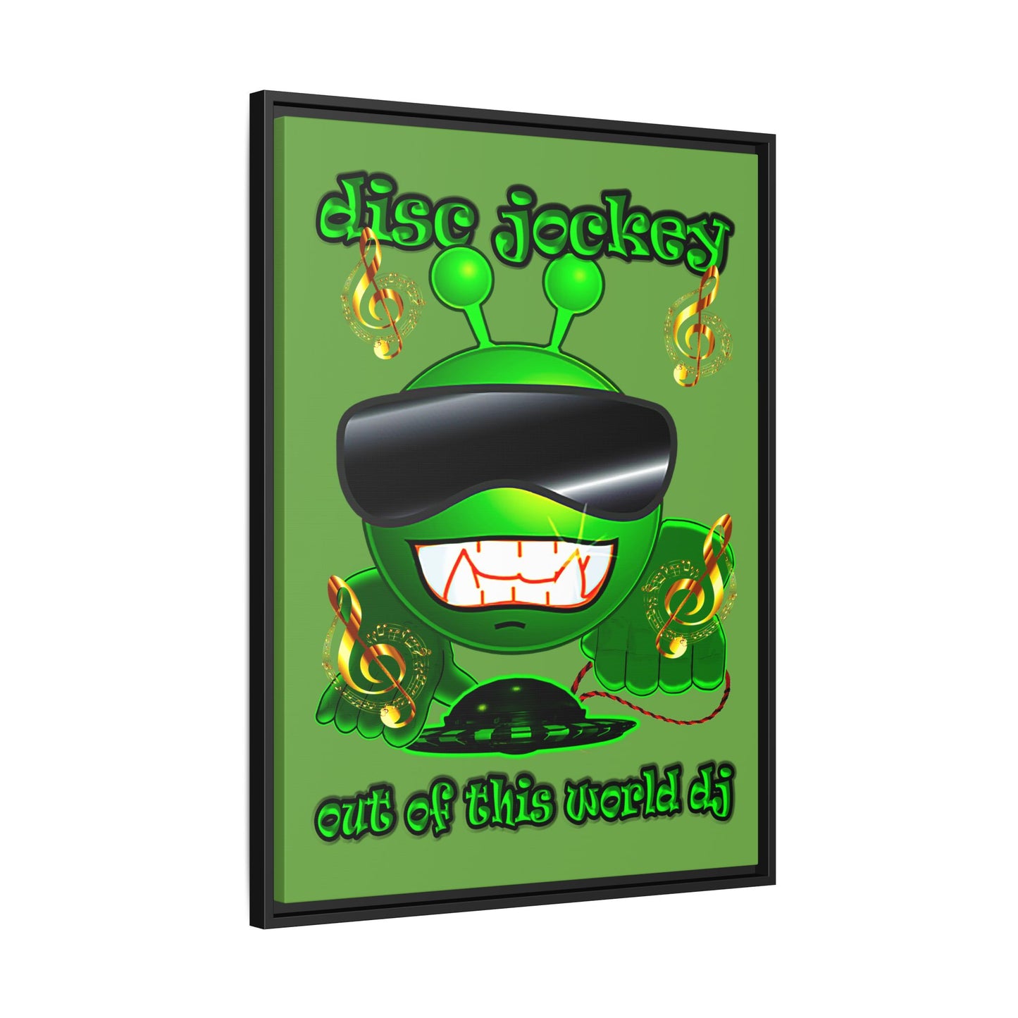 disc jockey - framed canvas art (green)