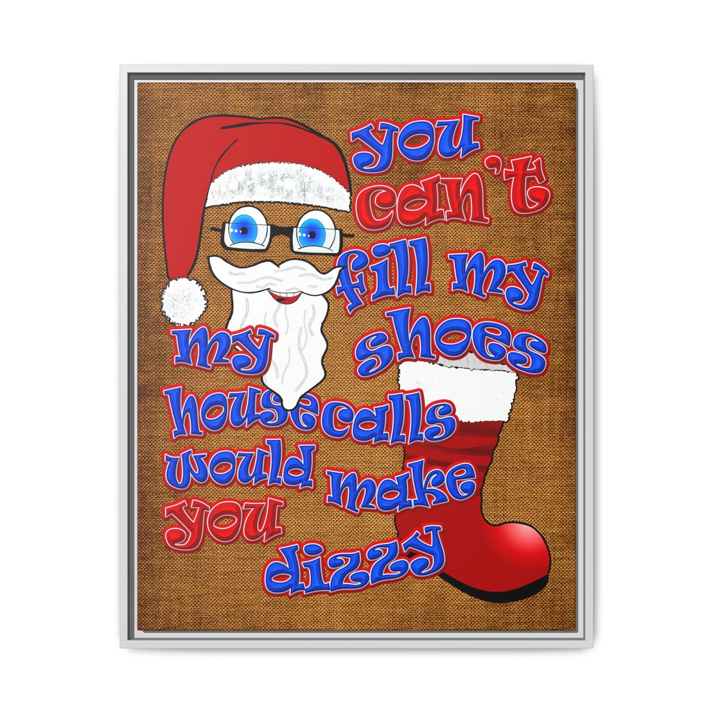 santa's shoes - framed canvas art (brown papyrus)