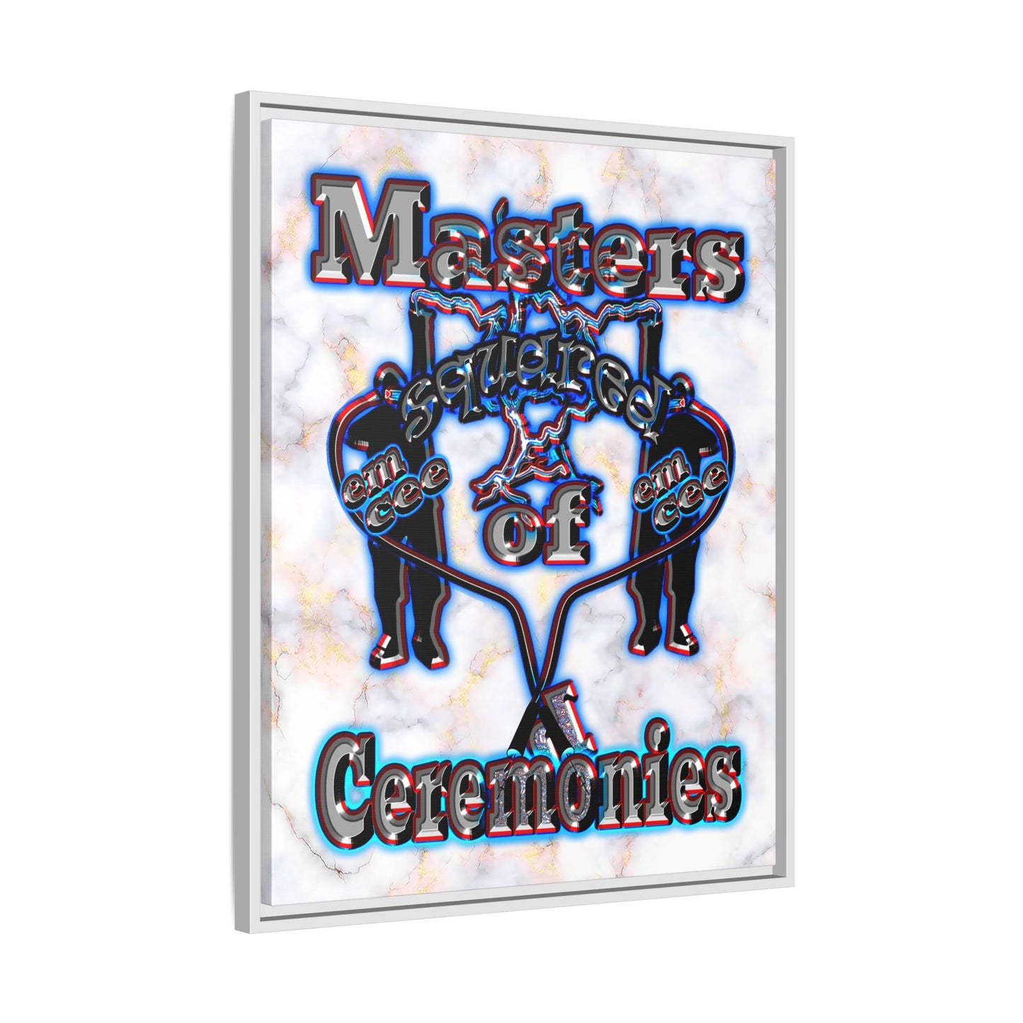 em cee squared - framed canvas art (white marble)