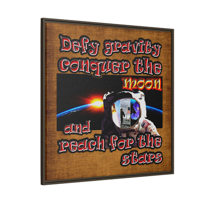 defy conquer reach - framed canvas art (brown papyrus)