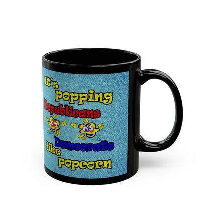 popping like popcorn - Black Mug (faded dark blue)