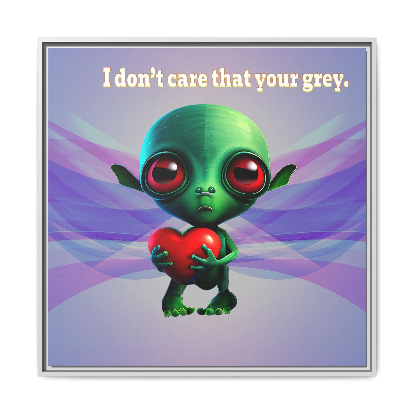 I don't care that your grey - framed canvas art (light blue-pink wave)
