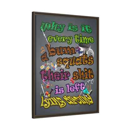 the bum's shit - framed canvas art (grey-light grey)