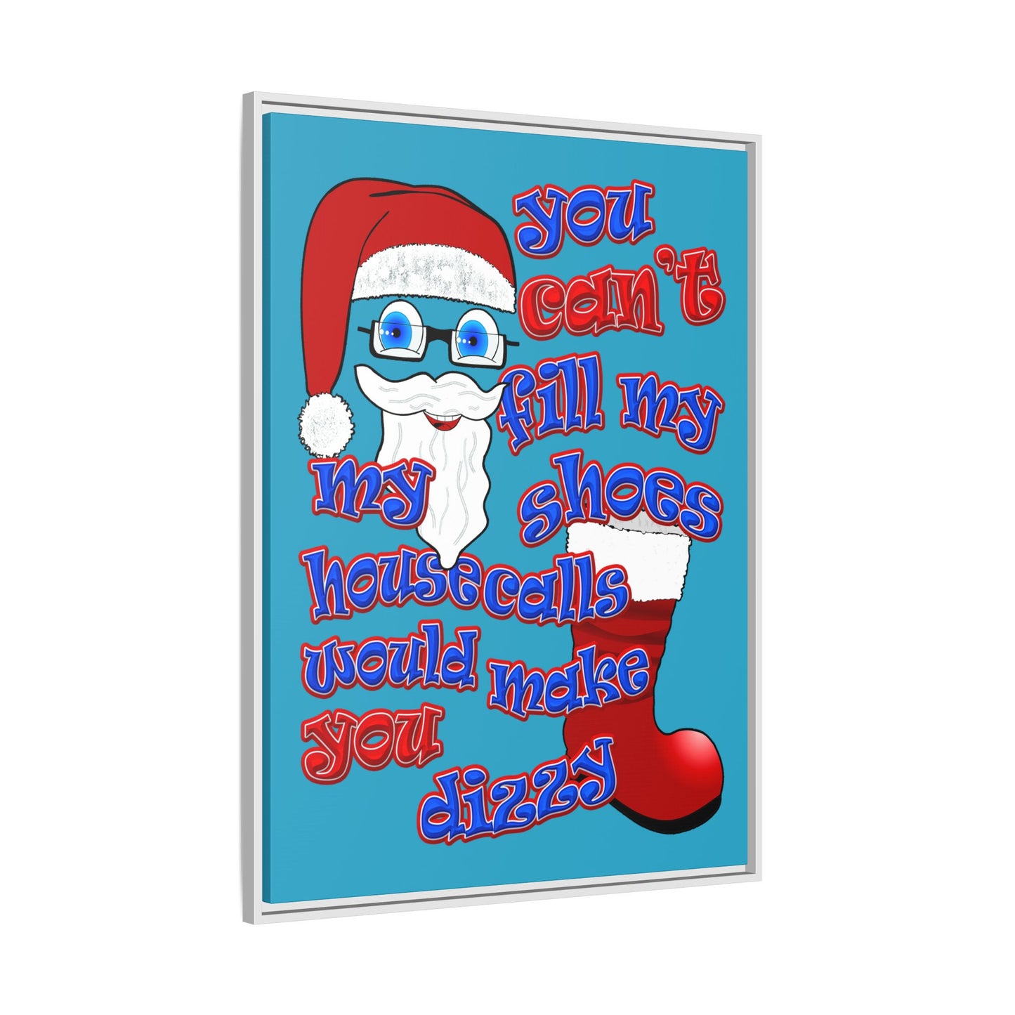 santa's shoes - framed canvas art (turquoise)