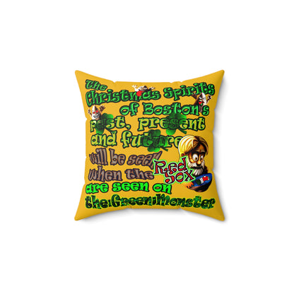christmas spirits of boston - Spun Polyester Square Pillow - (yellow)