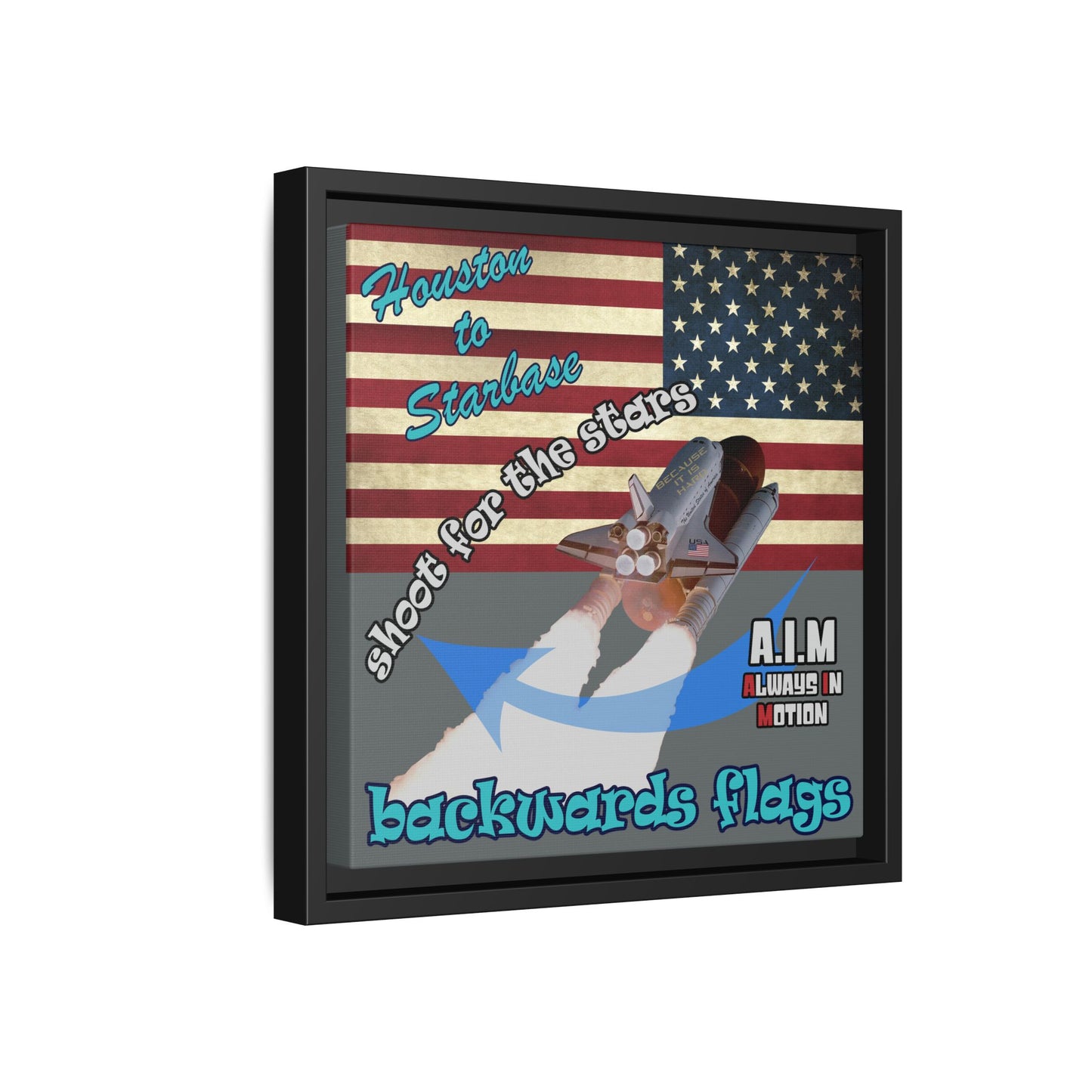 shoot for the stars - framed canvas art (dark grey)