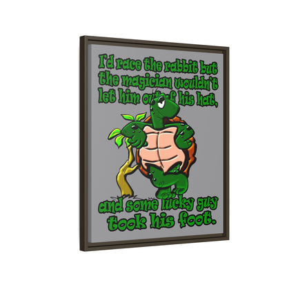turtle race - framed canvas art (grey)