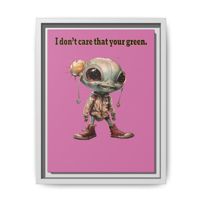I don't care that your green - framed canvas art (light pink)