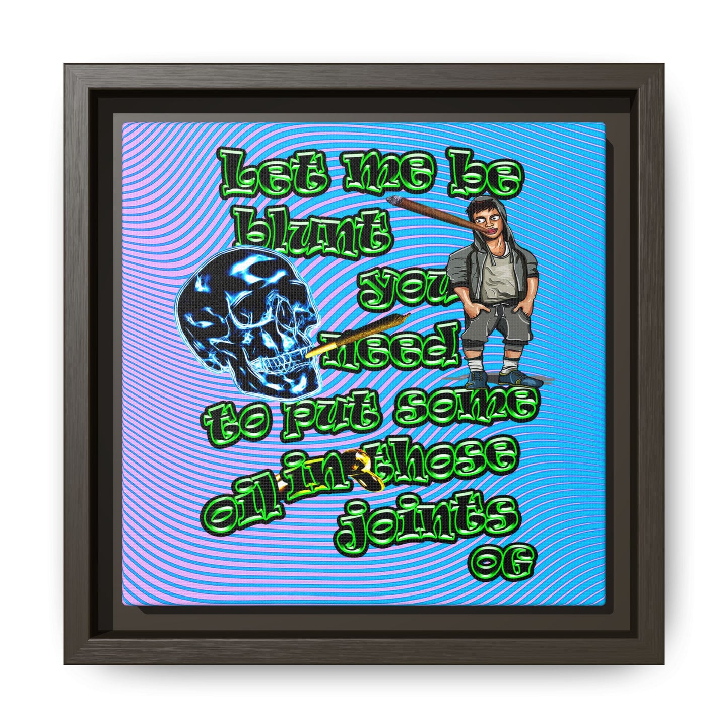 og - framed canvas art (light blue-purple wave)