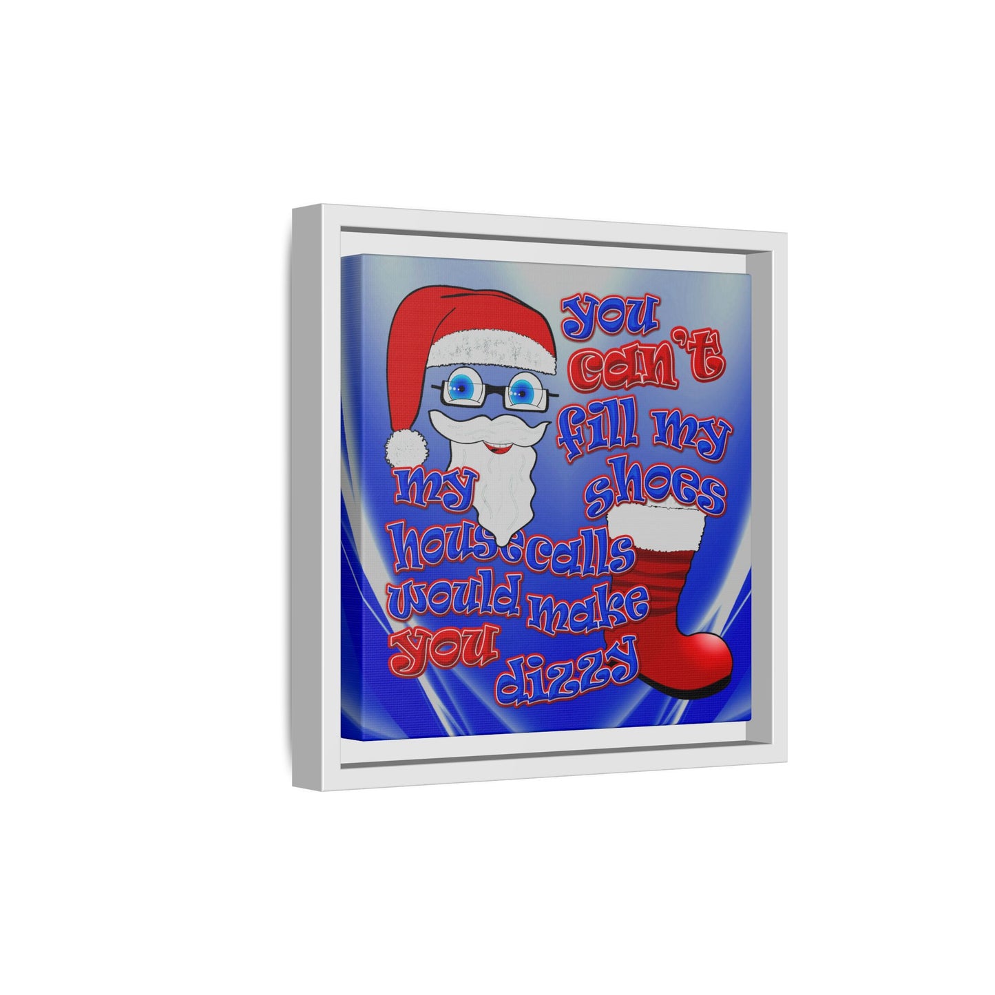 santa's shoes - framed canvas art (blue-white wave)