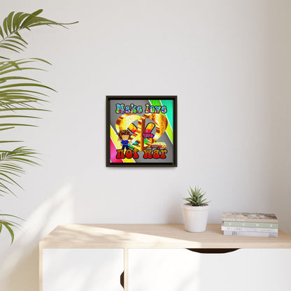 love peace - framed canvas art (rainbow split)