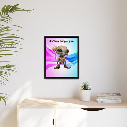 I don't care that your green - framed canvas art (light blue-pink wave)