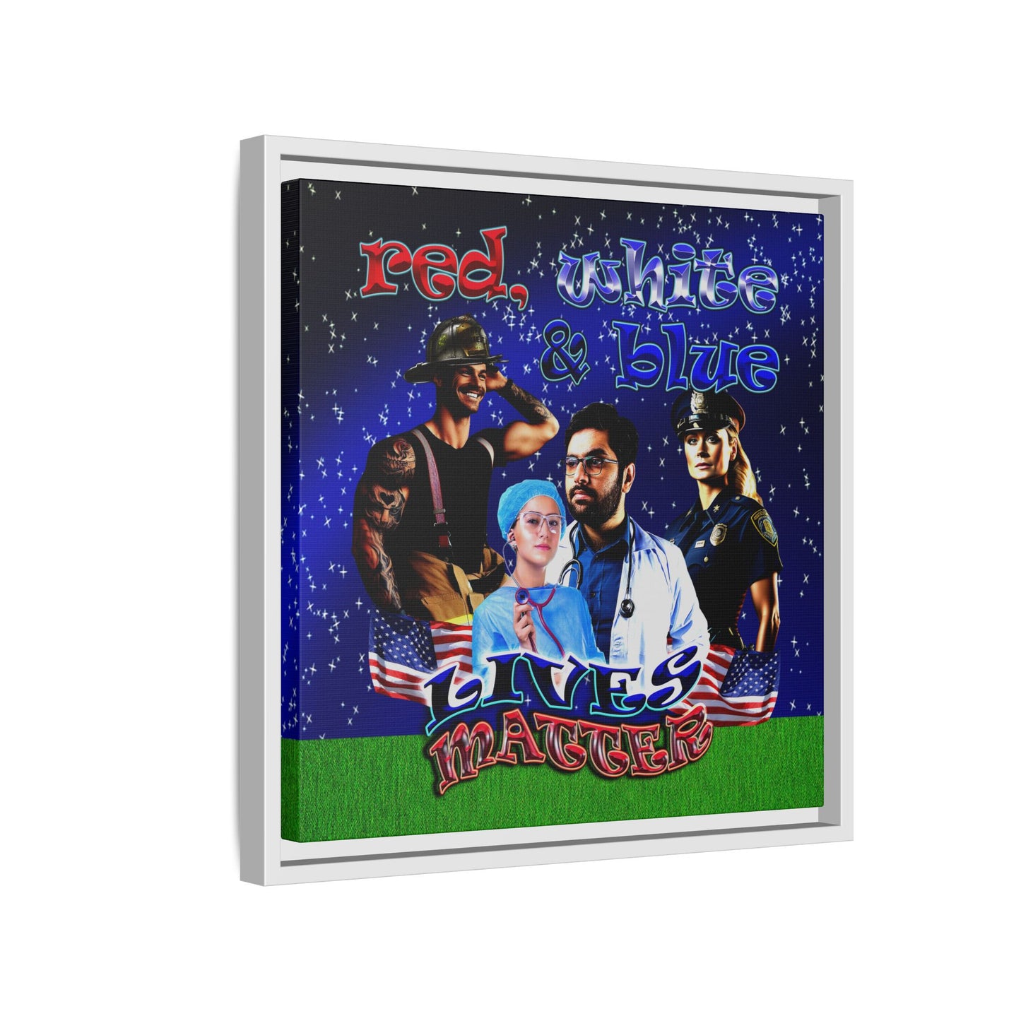 rw&b lives matter - framed canvas art ('snoops' background)