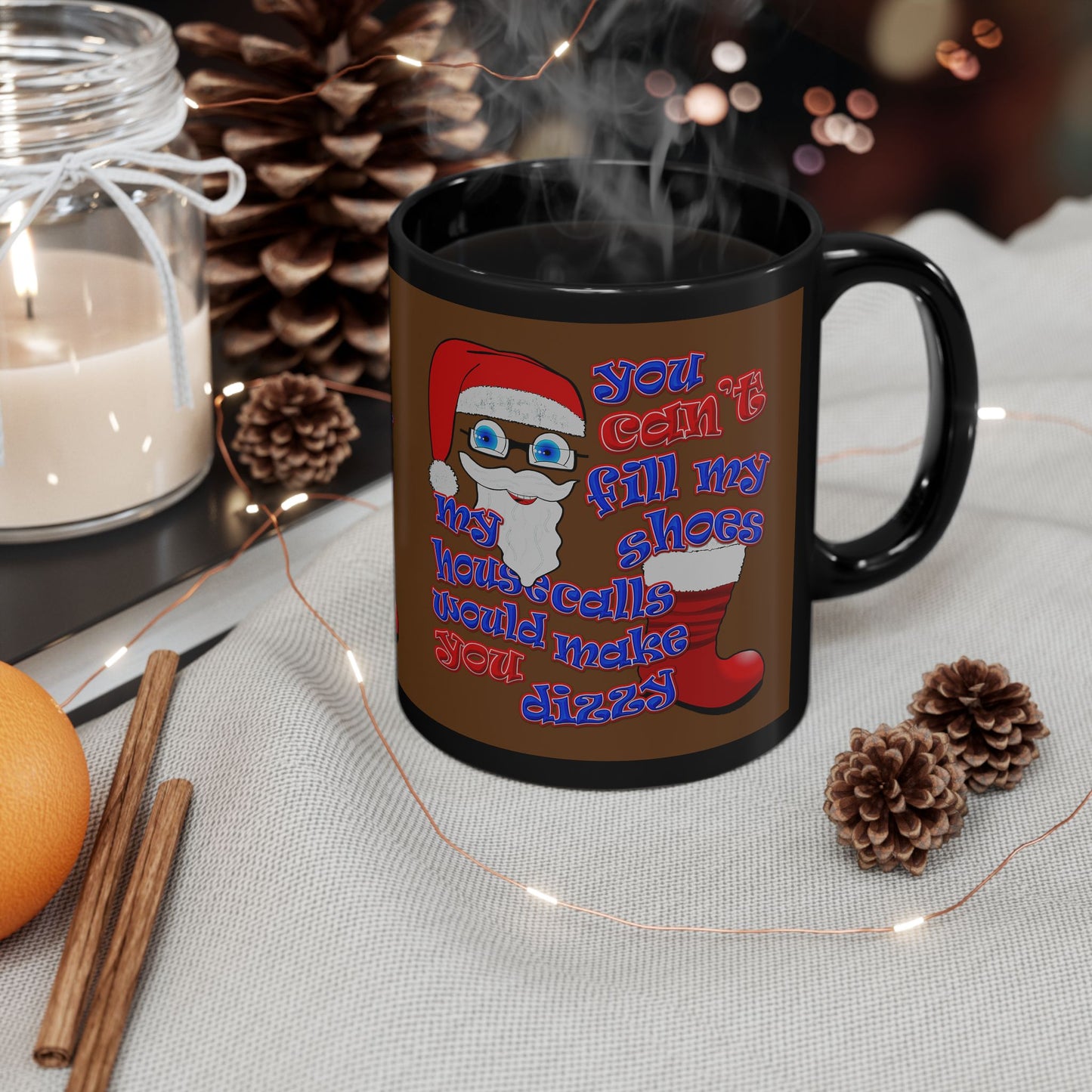 santa's shoes - Black Mug (brown)