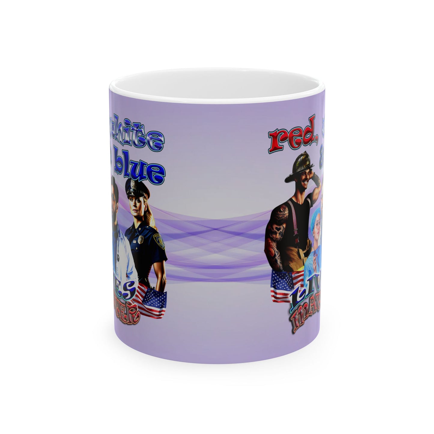 rw&b lives matter - White Mug (light blue-pink wave)