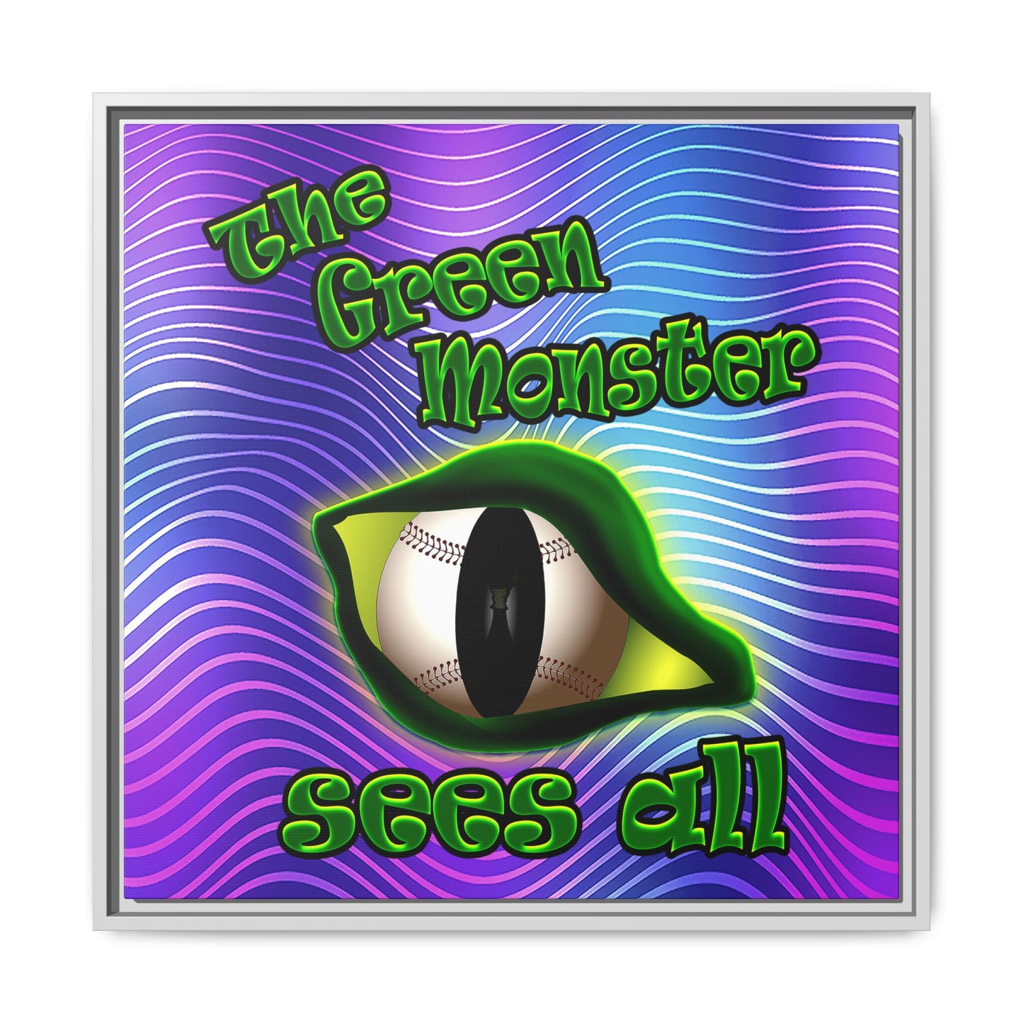 green monster - framed canvas art (purple wave)