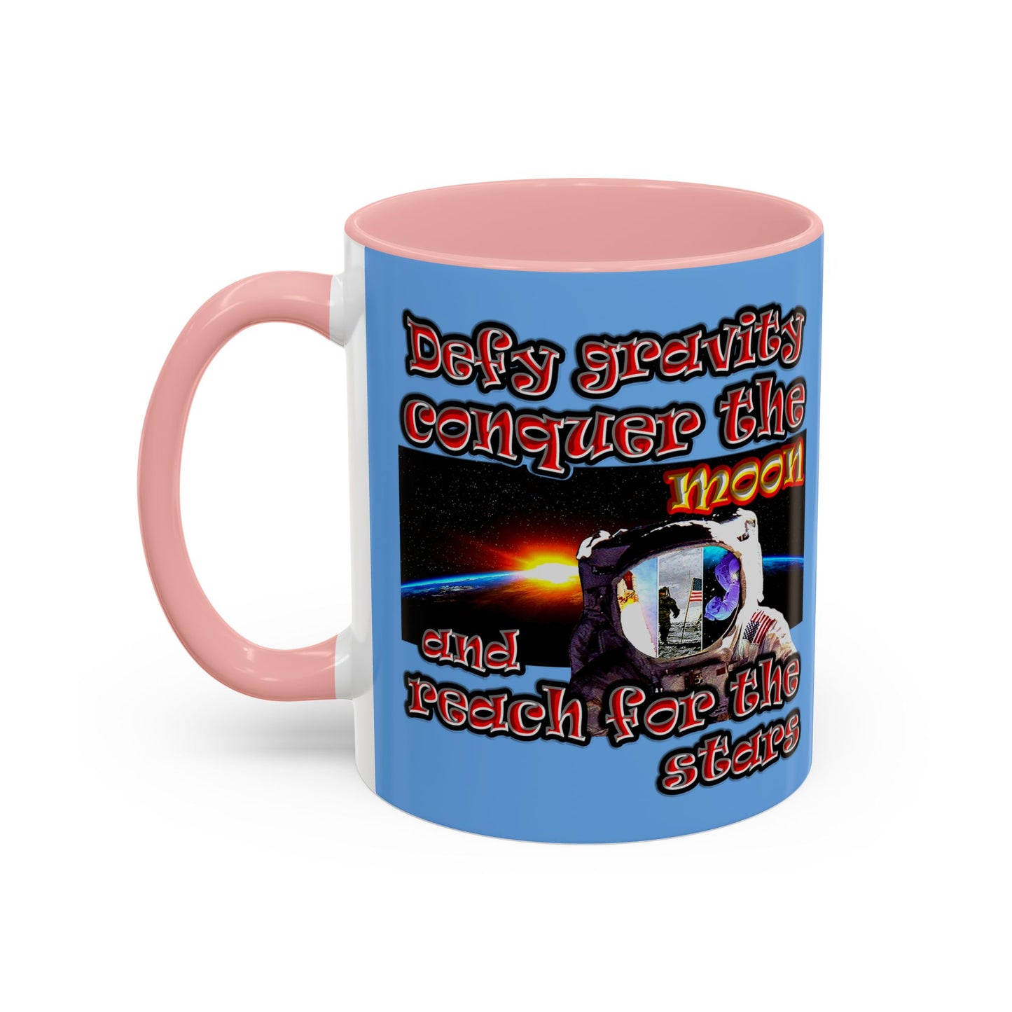 defy conquer reach - Accent Mug (light blue)
