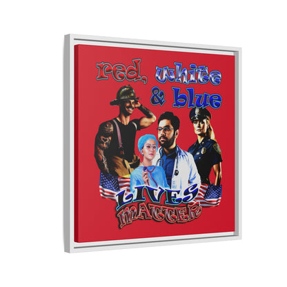 rw&b lives matter - framed canvas art (dark red)