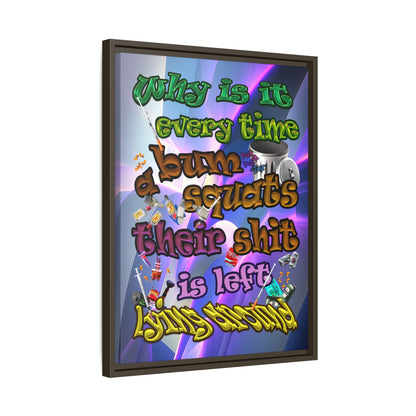 the bum's shit - framed canvas art (grey-pink wave)