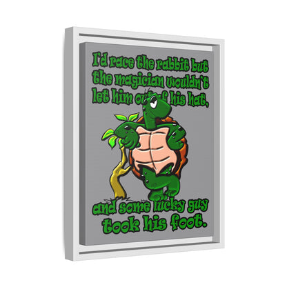 turtle race - framed canvas art (grey)