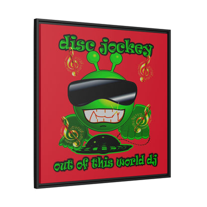 disc jockey - framed canvas art (dark red)