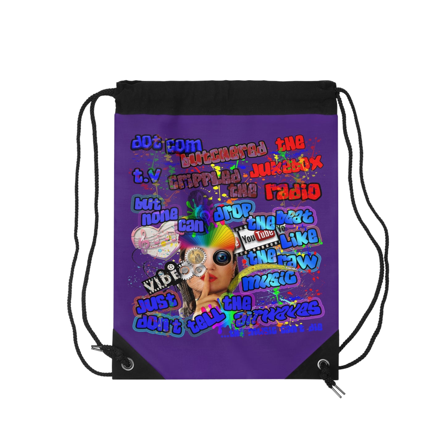 drop the beat - Drawstring Bag (purple)
