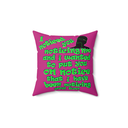 noticed you noticing - Faux Suede Square Pillow - (pink)