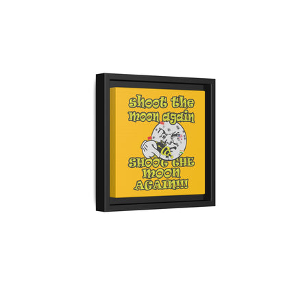 shoot the moon again - framed canvas art (yellow)