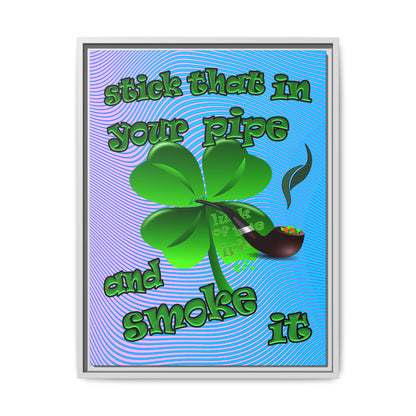 stick that in your pipe and smoke it - framed canvas art (light blue-purple wave)