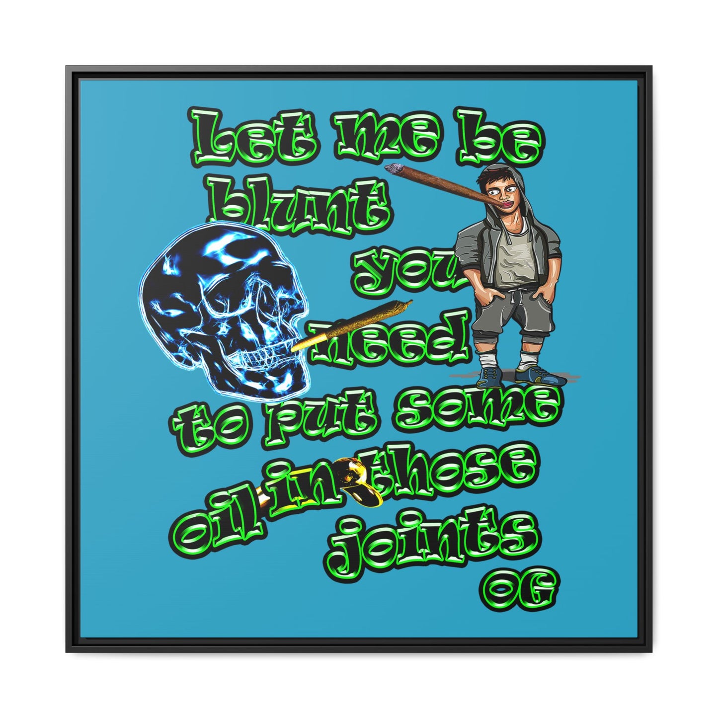 og - framed canvas art (turquoise)
