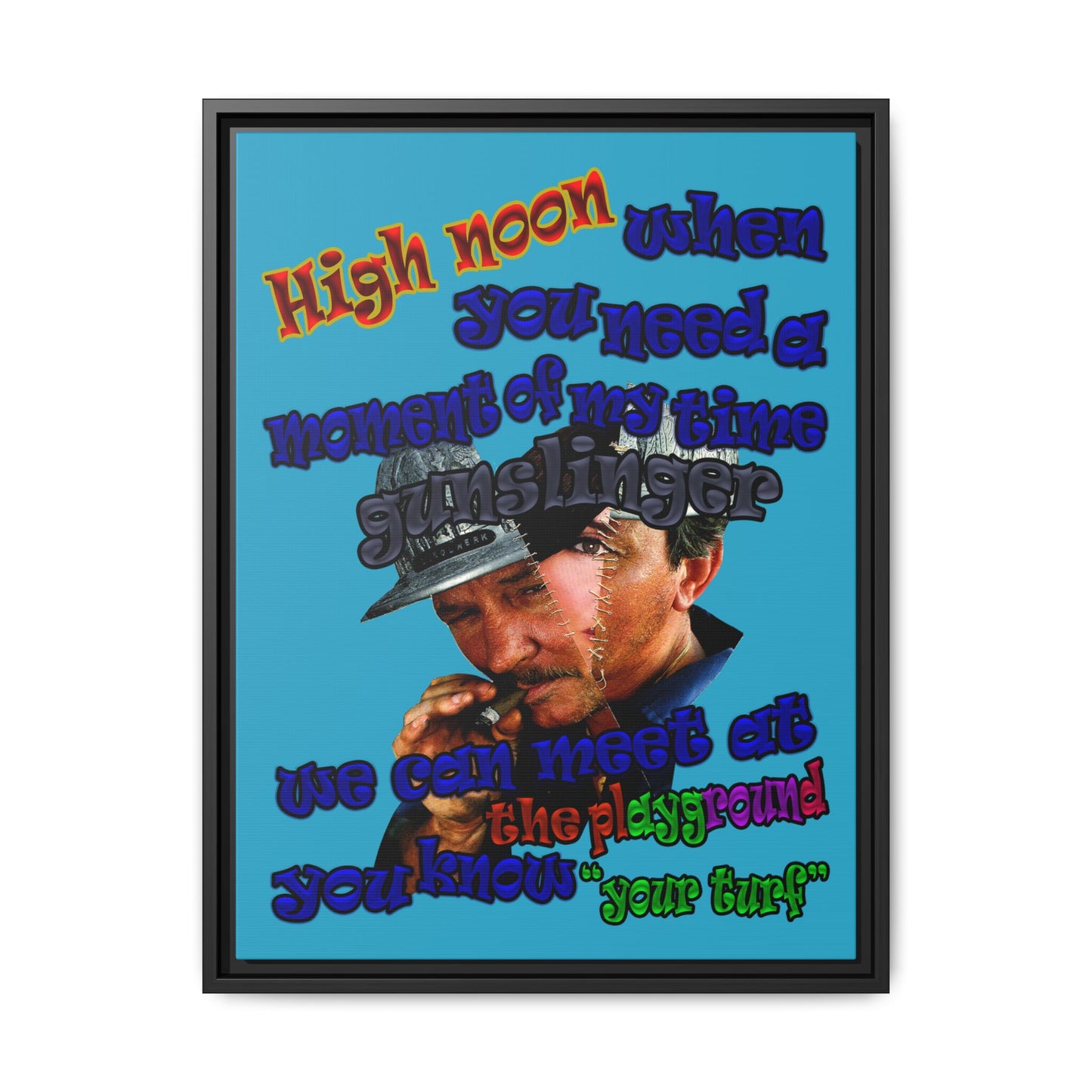high noon - framed canvas art (turquoise)