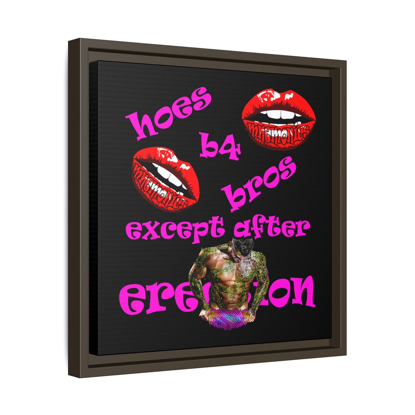 hoes b4 bros - framed canvas art (black)