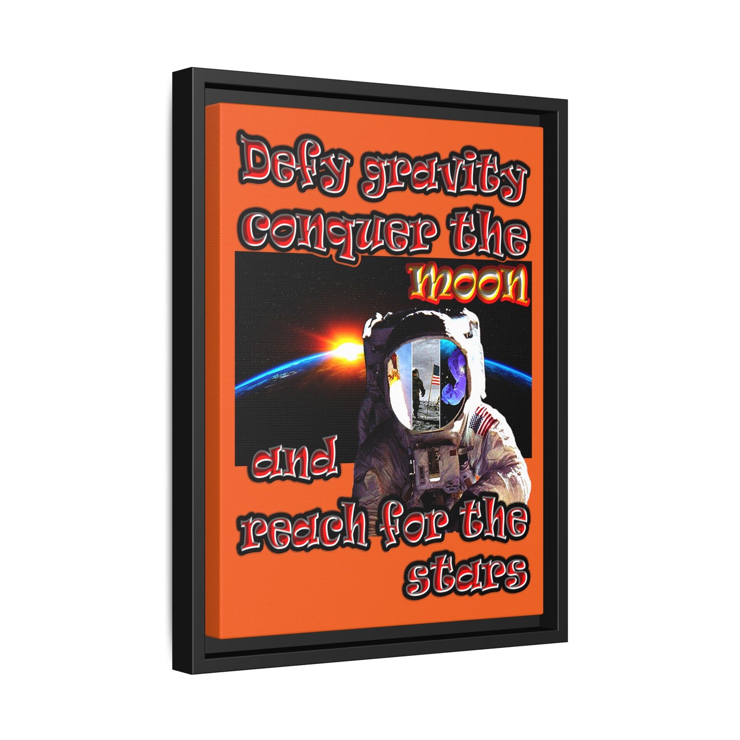 defy conquer reach - framed canvas art (orange)