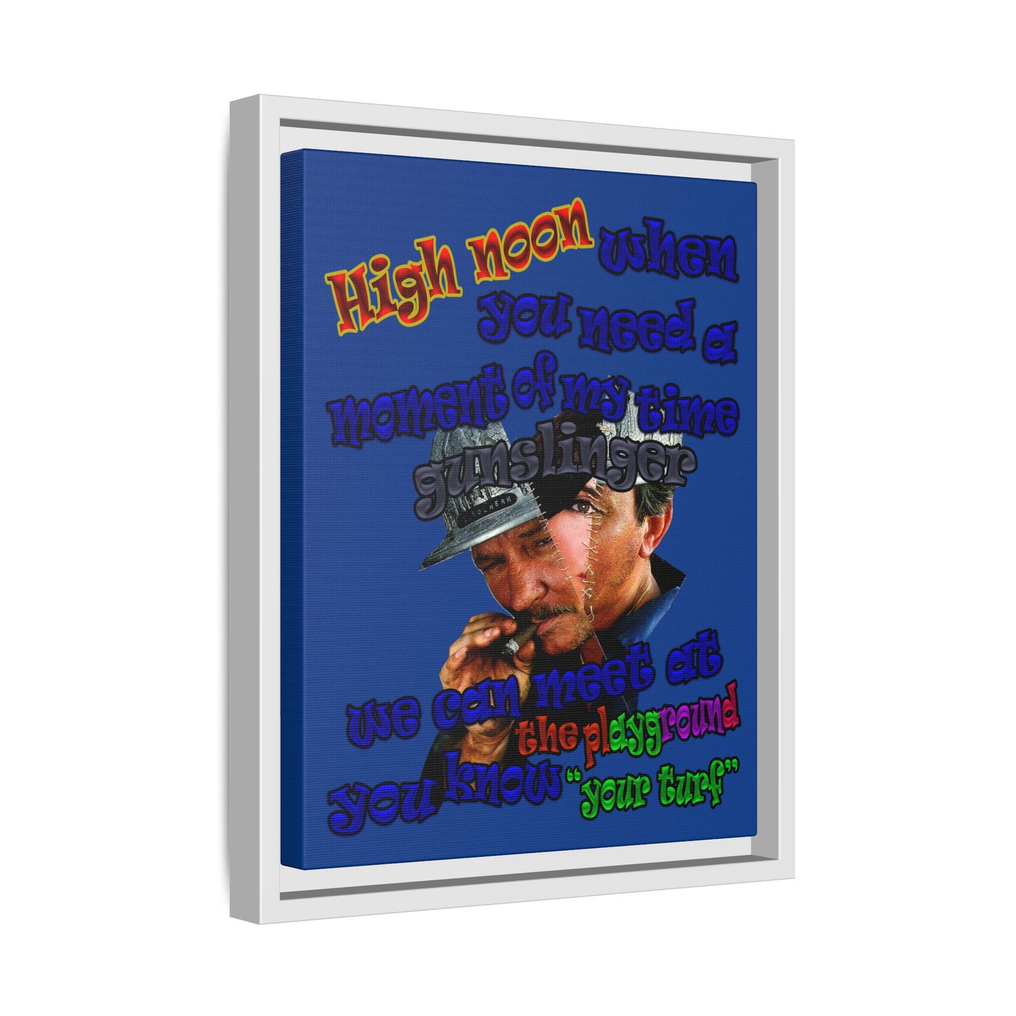 high noon - framed canvas art (dark blue)