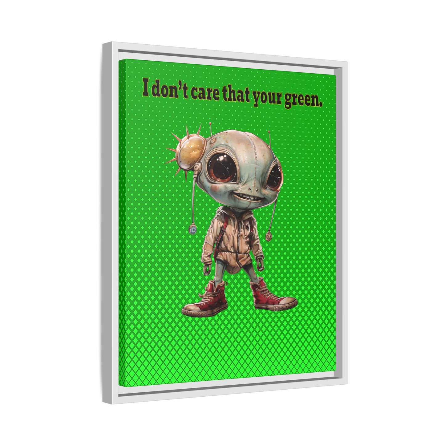 I don't care that your green - framed canvas art (logo green)