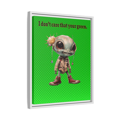 I don't care that your green - framed canvas art (logo green)