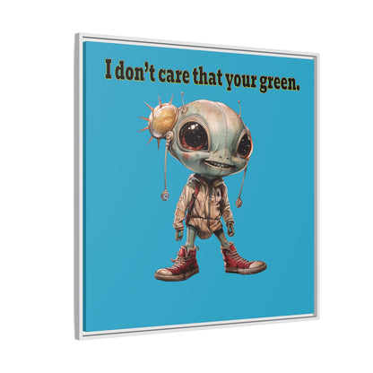 I don't care that your green - framed canvas art (turquoise)