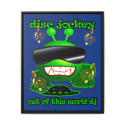 disc jockey - framed canvas art (dark blue)