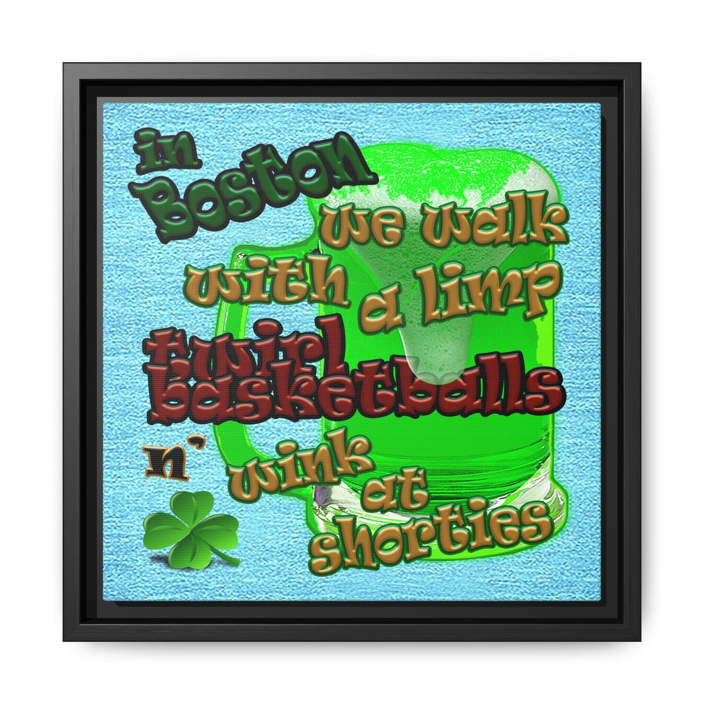 celtics logo - framed canvas art (faded blue)