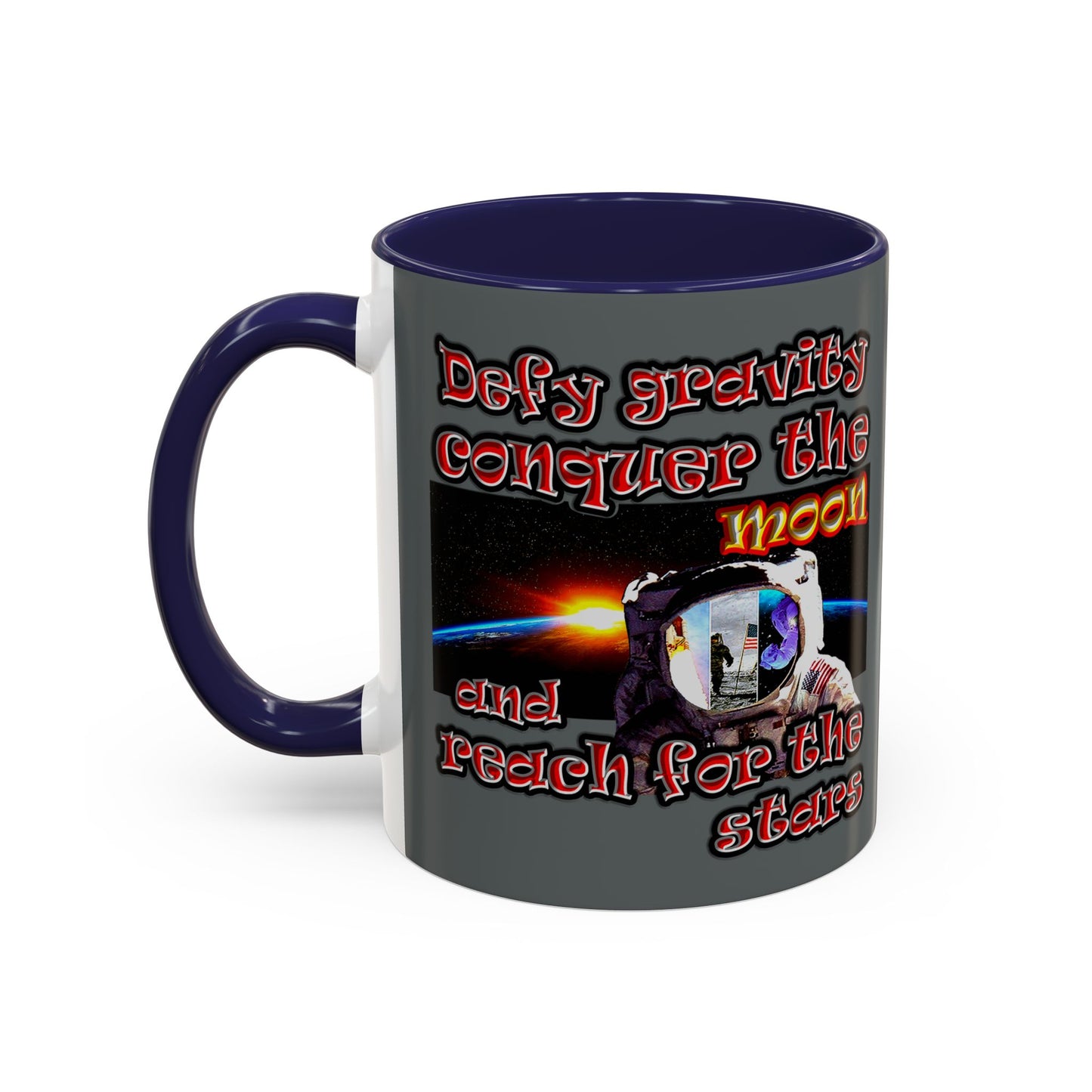 defy conquer reach - Accent Mug (dark grey)
