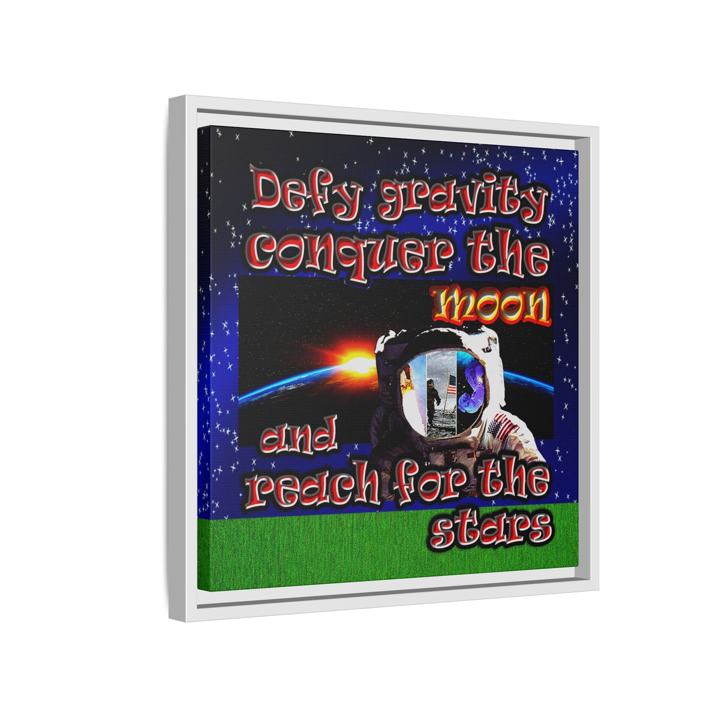 defy conquer reach - framed canvas art ('snoops' background)